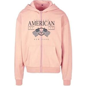 American College capuchontrui met ritssluiting, roze, heren, maat XL, model AC11, 100% katoen, Roze, XL