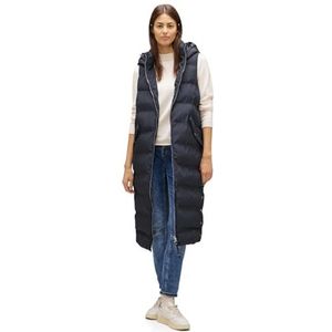STREET ONE Dames A220194 gewatteerd vest lang, gravity blue, 38, Gravity Blue, 38