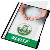 Leitz Standaard Plastic Offertemap, Capaciteit tot 250 Vellen, Transparant Dekblad, Titelstrook Over Gehele Lengte, Diagonale Uitsnijding Op Achterflap, 1 x 23,3 x 31 Centimeter, Zwart, 41910095