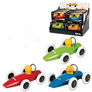 Brio – Houten speelgoed – auto's hardlopen – op kleur gesorteerd