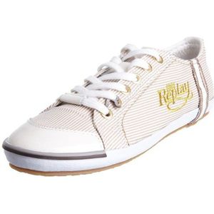 REPLAY Vrouwen Bridgette Stripes Lace Up Trainer, Wit Goud, 37 EU