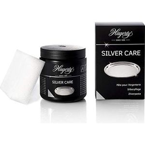Hagerty Silver Care zilverpasta 185 g I poleerpasta voor het reinigen en onderhouden van zilver en verzilverd metaal I Zilver-poetsmiddel voor aangetast zilverwerk borden dienbladen I incl. Spons