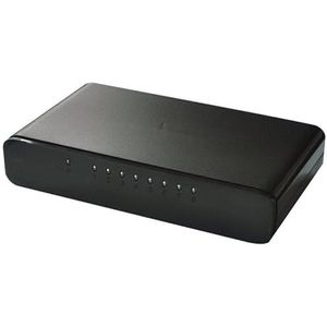 Switch met 8 Ethernet-poorten, 10/100 Mbps, compact met PoE-voeding, ideaal voor kleine netwerken en uitbreiding van de connectiviteit.