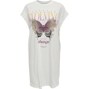 ONLY Dames Onllucy Life S/L Butterfly Dress Box JRS jerseyjurk, wit, S