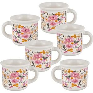 Baroni Home Koffiemok, keramiek, 6 stuks glazen met koffiegreep, 8 x 6 x 6 cm, bloemen
