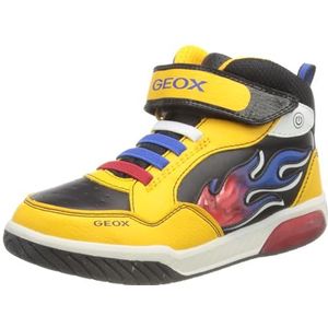 Geox Jongens J Inek Boy Sneakers, geel rood, 25 EU