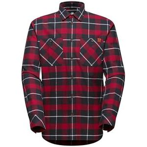 Mammut - Alvra - Herenshirt - Zwart-Bloedrood - Katoen