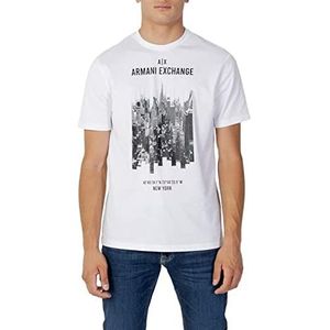 Armani Exchange Heren ronde hals, print voorzijde T-shirt, wit, extra large