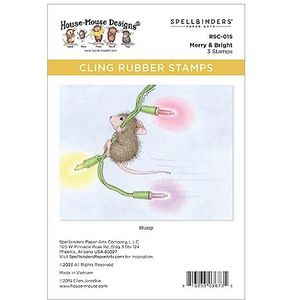 Spellbinders Merry & Bright Cling Rubber Stempel Set uit The House-Mouse Holiday Collection