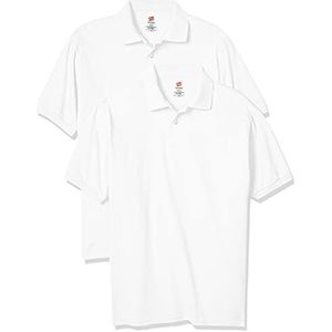 Hanes Men's 2 Pack Short Sleeve Jersey Polo, White, Medium