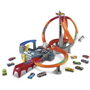 Hot Wheels CDL45 Action Mega Crash Superbah, Trackset Met Loopings En Bochten Incl. 2 Starters En 1 Speelgoedauto, Vanaf 5 Jaar, Meerkleurig