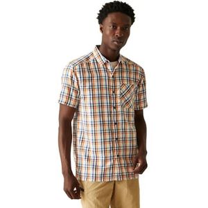 Regatta Mindano Viii herenshirt met korte mouwen en korte mouwen, Nieuwe Royal/Persimmon Check, S