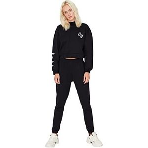 Trendyol Vrouwen vrouw effen gebreide sweatsuit gecoördineerde Outfit, zwart, L (Pack van 2), Zwart, L