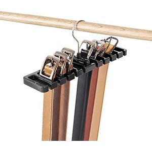 ND Riem hanger met metalen haken voor garderobe, ruimtebesparende riemhouder kast met 10 sleuven, riemhouder voor stropdas, riem, sjaal en nekbandje (zwart)