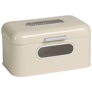 ECHTWERK retro metalen broodtrommel met venster, ruimtebesparende broodtrommel, broodtrommel met deksel, broodtrommel, crème
