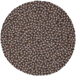 myfelt Néla Vilten bal tapijt, rond, scheerwol, grijs/beige/bruin, Ø 50 cm