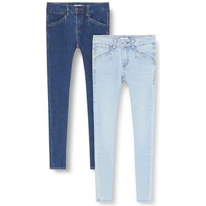 NAME IT Skinny fit jeans voor meisjes, Light Blue Denim/Pack: w/Dark Blue, 140 cm