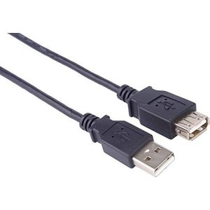 PremiumCord USB 2.0 verlengkabel 2 m, datakabel HighSpeed tot 480 Mbit/s, oplaadkabel, USB 2.0 type A-bus naar stekker, 2 x afgeschermd, kleur zwart, lengte 2 m