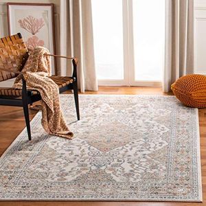 Safavieh Klassiek indoor geweven rechthoekig tapijt, Oregon collectie, ORE883, in grijs/ivoor, 155 x 229 cm voor woonkamer, slaapkamer of elke binnenruimte
