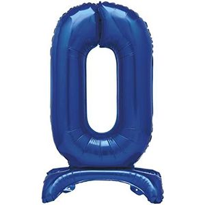 Unique 12880 - Gigantische Staande Folieballon Nummer 0-76 cm - Blauwe Kleur - 1 Stuk (Pak van 1)
