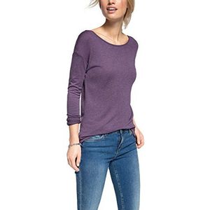 edc by ESPRIT Dames shirt met lange mouwen 085CC1K033, Violet (Dark Purple 500), XS