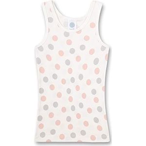 Sanetta Meisjes-onderhemd wit dots-allover | Hoogwaardig onderhemd voor meisjes van een katoenmix. |Ondergoed voor meisjes maat, beige, 128 cm