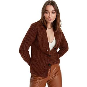 Trendyol Dames Regular Standaard V-hals Gebreide Vest, Kaneel, S