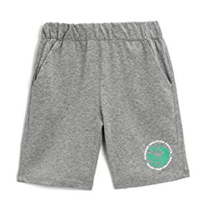 Koton Boys Elastische tailleband shorts zakken bedrukt detail katoen, grijs (023), 7-8 Jaren