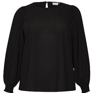 Kaffe Curve Plus-Size damesblouse, lange mouwen, ronde hals, regular fit, Black Deep, 40 Groten mate