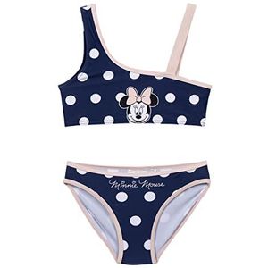 Minnie Mouse Bikini voor meisjes - Blauw en Roze - Maat 8 Jaar - Sneldrogende Stof - Bikini met Elastische Tailleband - Minnie Print met Witte Stippen - Origineel Product Ontworpen in Spanje