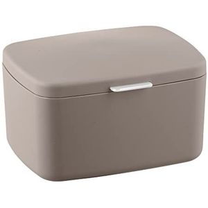 WENKO Badbox Barcelona, universeel inzetbare box met deksel voor het opbergen van spullen in badkamer, keuken en huishouden, van onbreekbaar speciaal kunststof, BPA-vrij, 19,5 x 11 x 16 cm, taupe