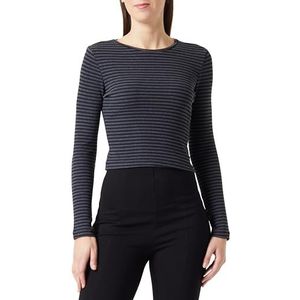 Trendyol Gestreepte lange mouwen slanke blouse voor dames, antraciet, XS