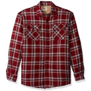 Wrangler Authentics Herenoverhemd. Da Forrada C om Lã De Ovelha Lã De Ovelha T-shirt met lange mouwen en button-down-kraag, Granaatappel, L