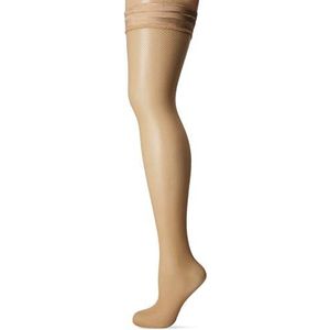 KUNERT Dames Raffinesse Net halterloze kousen, beige (poeder 3550), S