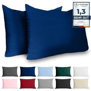 Kussenkussen 50x70 versterkte katoen (set van 2) - donkerblauw - strak weven van 57 draden/cm² - kussenkussen 50 x 70 cm - OUKO Tex