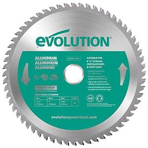 Evolution Power Tools A210TCT-60CS zaagblad voor cirkelzagen en afkortzagen, ideaal voor het zagen van aluminium, 210 mm