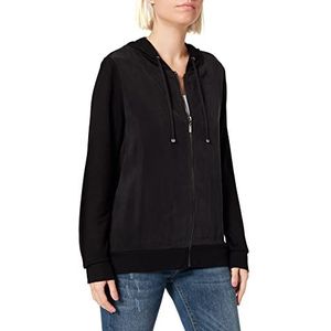 Gerry Weber Damesjas met ritssluiting en cupro patch, lange mouwen, jas, gebreide jas, effen, zwart, 38