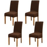 Leeyunbee - Stoelhoezen - Donkerbruin - 4 Stuks - Afneembaar en Wasbaar