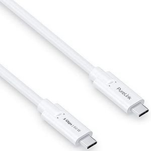 PureLink USB-C naar USB-C kabel, USB 3.1 Gen 1 met 5 GB/s gegevensoverdracht, wit, 2,00 m