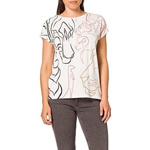 Gerry Weber Dames shirt met abstracte print EcoVero korte mouwen, overgesneden schouders T-shirt met 1/2 mouwen, dierenprint, Shell, 42