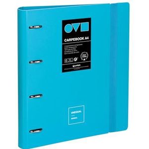 Grafoplas Ordner met 4 ringen, A4, polyfoam, robuust en ultralicht, ongewoon minimaal pastelblauw, inclusief reserveonderdeel, scheidingsbladen en omslag, perfect voor het organiseren van