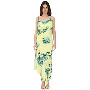 Pinko Longiano Crepe de Chine Damesjurk, Hs4_Mult.geel/groen, 40 NL