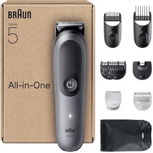 Braun All-in-One Series 5 AIO5545 9-in-1 Groomingset, ultrascherp lemmet, lichaamsstrimmer, grijs