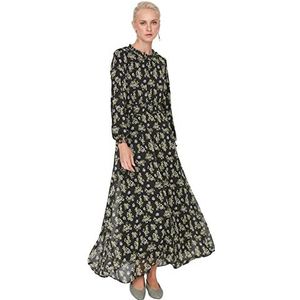 Trendyol Dames vrouw ontwerp ontspannen standaard ronde hals geweven jurk, Meerkleurig, 64