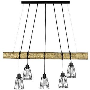 Homemania HOMBR_0286 Hanglamp, kroonluchter, plafondlamp, hout, metaal, zwart, 115 x 80-120 x 150 cm