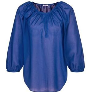 Seidensticker Dames Shirtblouse - Fashion Blouse - Regular Fit - Ronde hals - 3/4-mouw - 100% katoen, inktblauw, 42