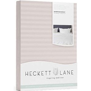 Heckett Lane Uni Stripe Duvet Cover, 100% Cotton Satin, Rosewater, 200 x 220 Cm, 1.0 Pieces