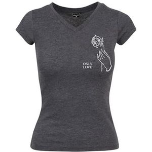 Mister Tee Dames T-Shirt Dames Only Love Tee, Print T-shirt voor Vrouwen, Grafisch T-shirt, Katoen, antraciet, XS