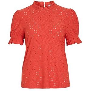 Vila - Kawa - Blouse - Hoge Hals - Korte Mouwen