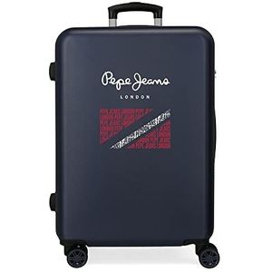 Pepe Jeans Clark koffer, middelgroot, blauw, 46 x 65 x 23 cm, stijf, ABS-combinatiesluiting, 56 l, 3,22 kg, 4 rollen, Blauw, Eén maat, Middelgrote koffer